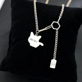 Personalisierte Y-Kette mit Fotogravur, Namen & Jungen/Mädchen Symbol – Haustierschmuck, Erinnerungsgeschenk für Tierliebhaber